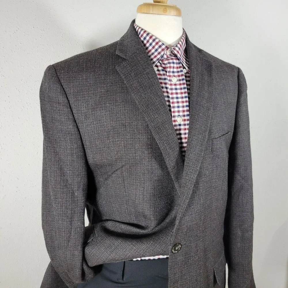 Chaps Men's Tweed Sport‎ Coat Blazer Two Button Brown Wool Size 46L